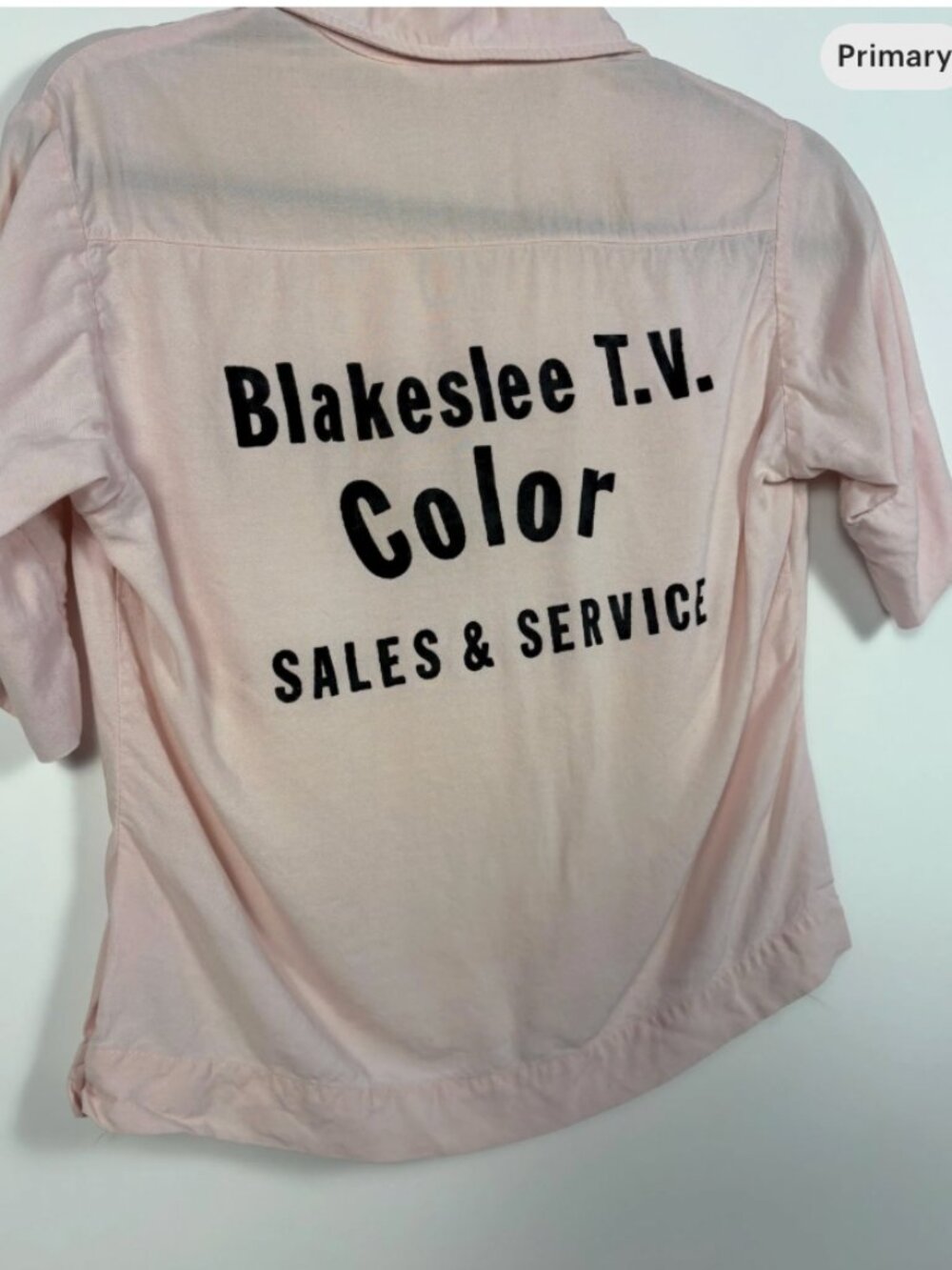 Vintage 1950s Pink Bowling Shirt | T.V. Color Sales & Service | Personalized